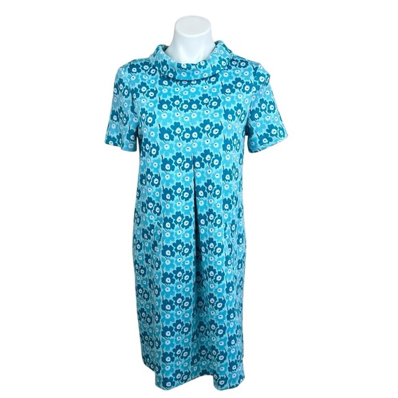 Tyler Boe Kristen Jacquard Dress Multi Floral Aqua Blue S Women’s Short Sleeve - Picture 2 of 8